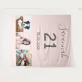 Tenture Nom de photo rose poudré pour fête d'anniversaire  (Devant (Horizontal))