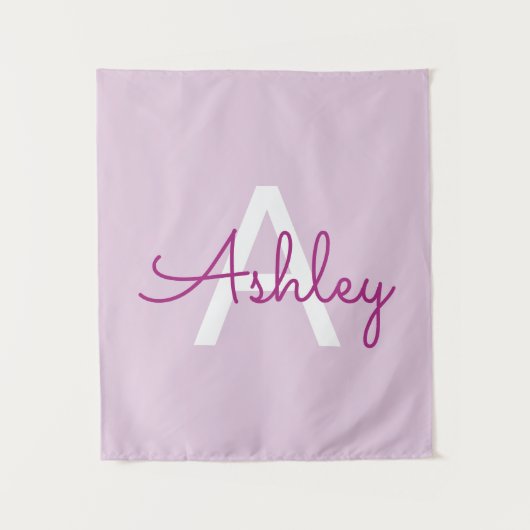Tenture Nom de script & monogramme | Magenta & Violet clai (Devant)
