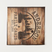 Tenture Nom du Cabine de famille Personnalisé en bois rust (Devant (Horizontal))