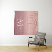 Tenture Nom du monogramme Rose texte Parties scintillant d (En situation (horizontale))