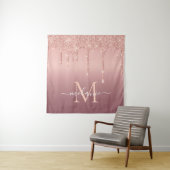 Tenture Nom du monogramme Rose texte Parties scintillant d (En situation)
