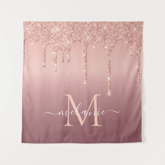 Tenture Nom du monogramme Rose texte Parties scintillant d (Devant)