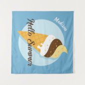 Tenture Nom et couleur personnalisés Crème glacée Bonjour  (Devant (Horizontal))