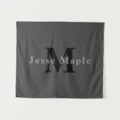 Tenture Nom et monogramme | Dark Gray (Devant (Horizontal))