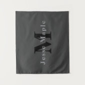 Tenture Nom et monogramme | Gris foncé (Devant)