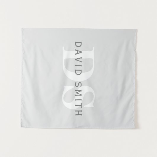 Tenture Nom et monogramme modernes | Blanc gris clair et f (Devant (Horizontal))