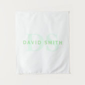 Tenture Nom et monogramme modernes | Vert et blanc (Devant)