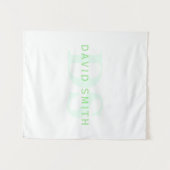 Tenture Nom et monogramme modernes | Vert et blanc (Devant (Horizontal))