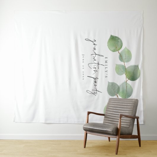 Tenture Nom Eucalyptus Graduation Party Photo fond (En situation (horizontale))