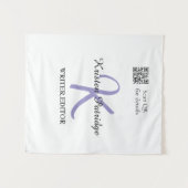 Tenture Nom monogramme violet écrivain modifier code QR en (Devant (Horizontal))