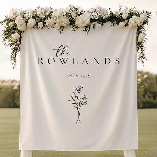 Tenture Nom noir et blanc simple pour la table amoureuse