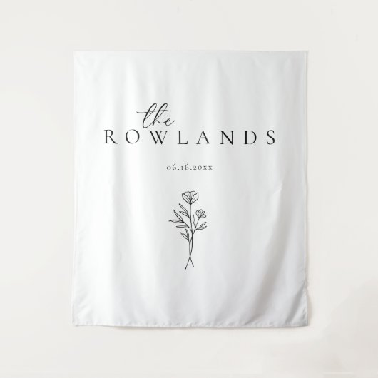 Tenture Nom noir et blanc simple pour la table amoureuse (Devant)