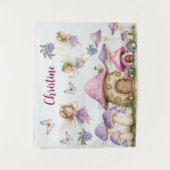 Tenture Nom personnalisé Fées magiques Champignons roses (Devant)