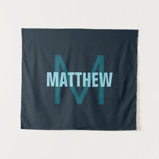 Tenture Nom simple en gras personnalisable en monogramme (Devant (Horizontal))