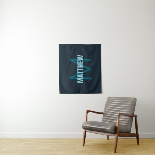 Tenture Nom simple en gras personnalisable en monogramme (En situation)