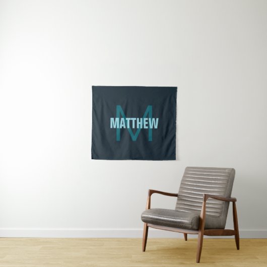 Tenture Nom simple en gras personnalisable en monogramme (En situation (horizontale))