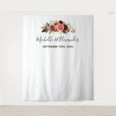 Tenture Noms de fleurs roses en rose mariage blanc (Devant)