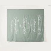 Tenture Noms de script de Mariage rustique Sage Vert fond (Devant (Horizontal))