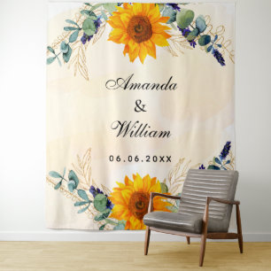 Tenture Noms de tournesols de mariage verdure eucalyptus
