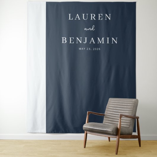 Tenture Noms minimalistes élégants Navy (En situation)