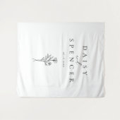 Tenture Noms simples et Mariage floral noir et blanc (Devant (Horizontal))