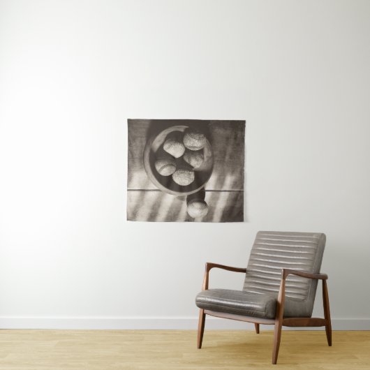 Tenture Nostalgie du baseball - Baseballs (En situation (horizontale))