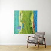 Tenture Notes de champ - Art vert Abstrait (En situation (horizontale))