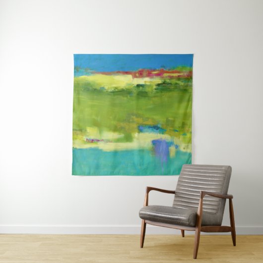 Tenture Notes de champ - Art vert Abstrait (En situation)