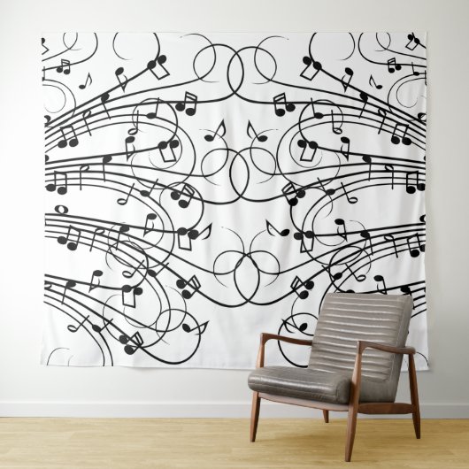 Tenture Notes de musique fantaisie (En situation (horizontale))