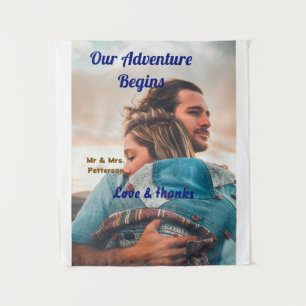 Tenture Notre aventure commence ajoutez photo de couple am