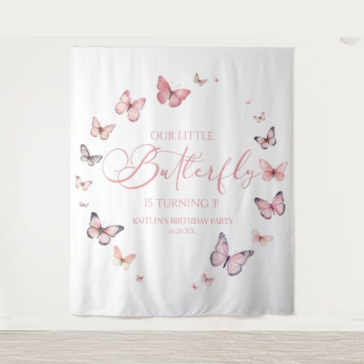 Tenture Notre Petit Papillon Soft Rose Anniversaire (Devant)