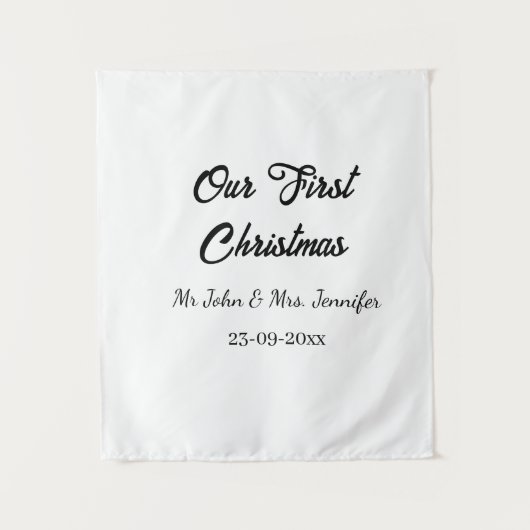 Tenture Notre premier Noël M et Mme nom couple date (Devant)