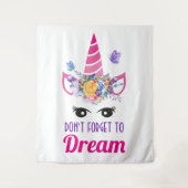 Tenture N'oubliez pas de rêver une licorne rose mignonne (Devant)