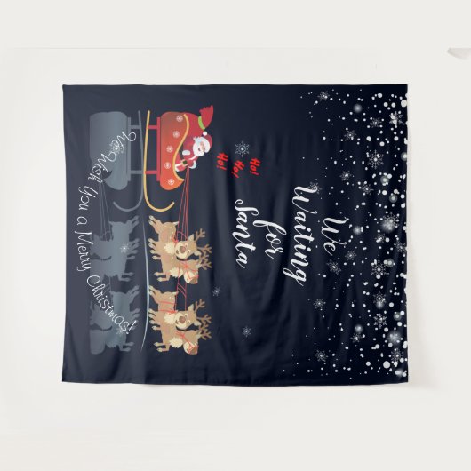 Tenture Nous attendons Père Noël Ho ! Ho ! Ho ! Vacances d (Devant (Horizontal))