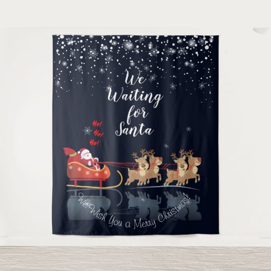 Tenture Nous attendons Père Noël Ho ! Ho ! Ho ! Vacances d (Devant)