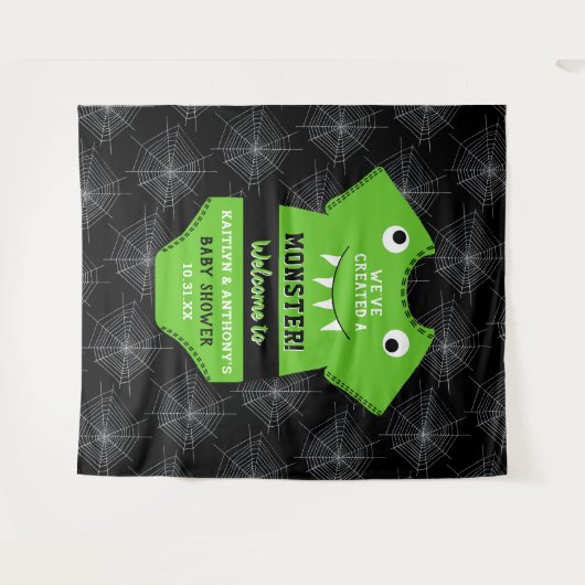 Tenture "Nous avons créé un monstre" Baby shower Halloween (Devant (Horizontal))