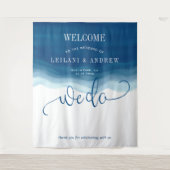 Tenture Nous faisons du bleu ombré aquarelle vague mariage (Devant)