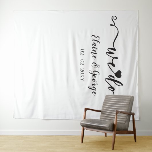 Tenture Nous faisons Script Heart Mariage Photo Prop fond (En situation (horizontale))