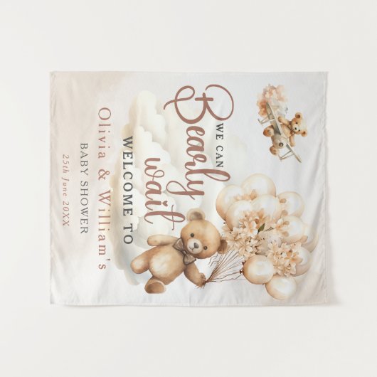 Tenture Nous pouvons à peine attendre Mignon petit ours Fê (Devant (Horizontal))