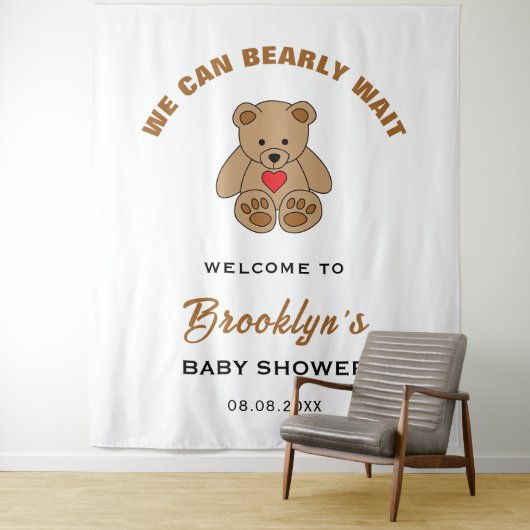 Tenture Nous pouvons attendre tôt Teddy Bear Baby shower f (En situation)