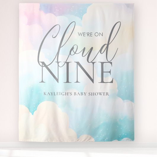 Tenture Nous sommes sur Cloud Nine Baby shower Backdrop