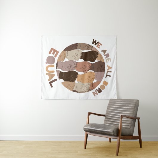 Tenture Nous Sommes Tous Nés Égaux, Toutes Les Vies Noires (En situation (horizontale))