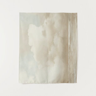 Tenture Nuages calmes - Neutres, Bleu, Beige - Minimaliste