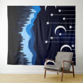 Tenture Nuit avec le portrait de la lune (En situation (horizontale))