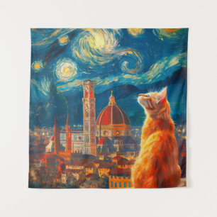 Tenture Nuit étoilée sur Florence Art du chat roux