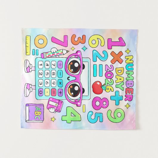 Tenture Number Day 2026 Cute Calculator Math Design (Devant (Horizontal))