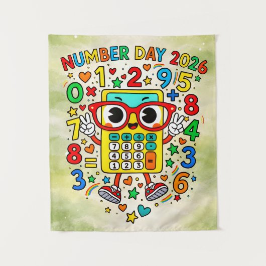 Tenture Number Day 2026 Cute Maths Poster for Kids (Devant)