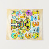 Tenture Number Day Cute Robot Numbers Design (Devant (Horizontal))