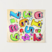 Tenture Number Day Funny Cartoon Numbers Design (Devant (Horizontal))