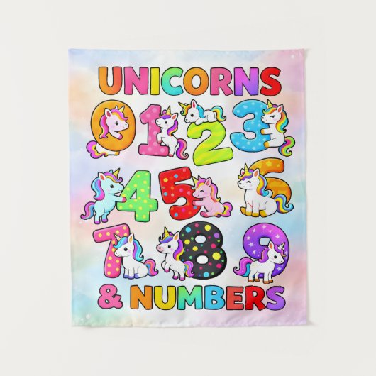 Tenture Number Day Unicorn Numbers Math Design (Devant)